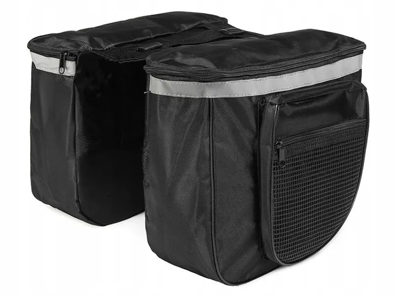 Fahrradtasche Gepäckträger 28L Doppelpacktasche 2 Fächer Reflektierend Schwarz