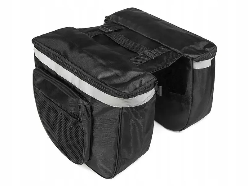 Fahrradtasche Gepäckträger 28L Doppelpacktasche 2 Fächer Reflektierend Schwarz