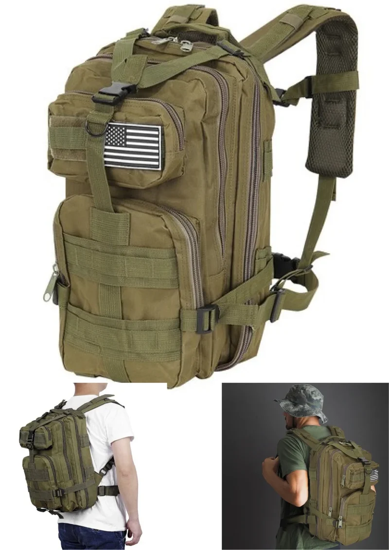 Militärrucksack 26L Camouflage – Tactical MOLLE Outdoor Rucksack in Oliv Grün für Wandern, Camping & Alltag