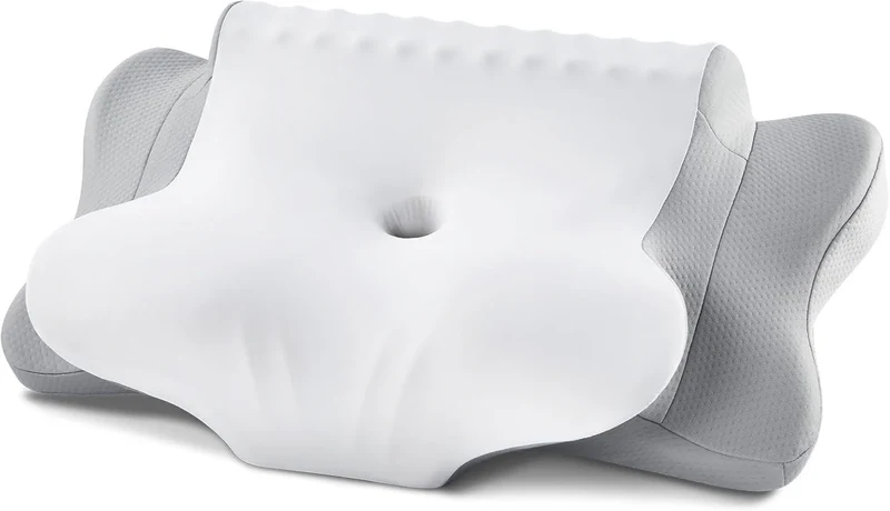 Nackenstützkissen Memory Foam Ergonomisches Schlafkissen Seitenschläfer Grau