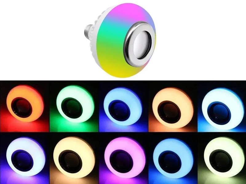 RGB LED Lampe E27 mit Bluetooth Lautsprecher Fernbedienung Farbwechsel 7W