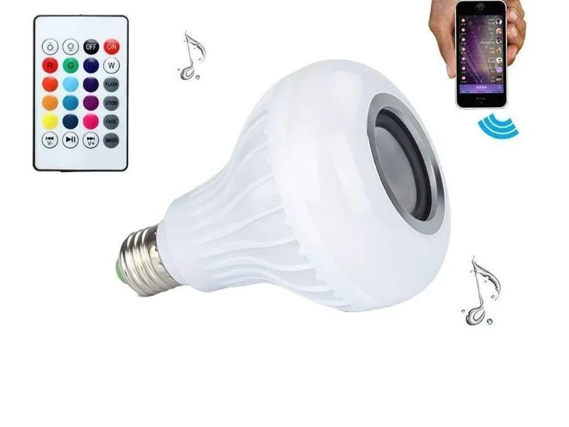 RGB LED Lampe E27 mit Bluetooth Lautsprecher Fernbedienung Farbwechsel 7W