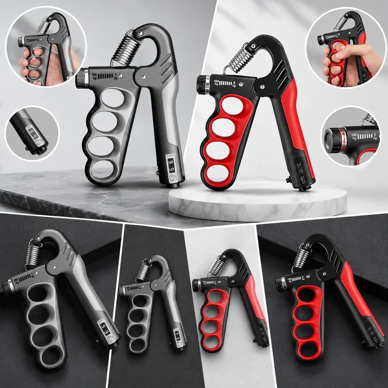 Handtrainer Griffkrafttrainer 5-100kg Einstellbar mit Zähler Unterarm Finger Fit