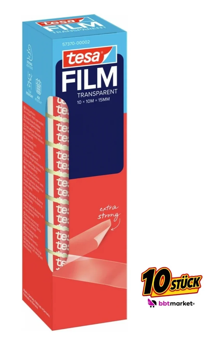 tesafilm Klebeband Transparent 15mm x 10m Büro Haushalt Geschenkband Basteln