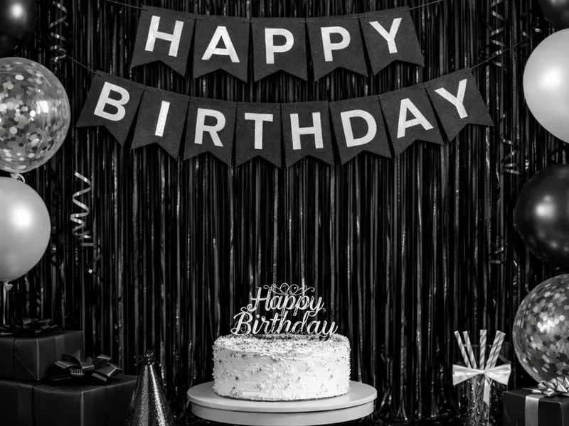 Lametta Vorhang 100x180cm Gold Schwarz Party Fotowand Geburtstag Hochzeit Deko