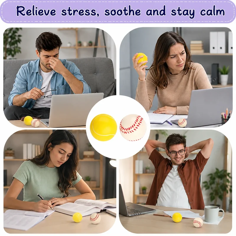 Anti Stress Bälle 12er Set 6,3 cm Knautschball Stressball Entspannung Handtraine