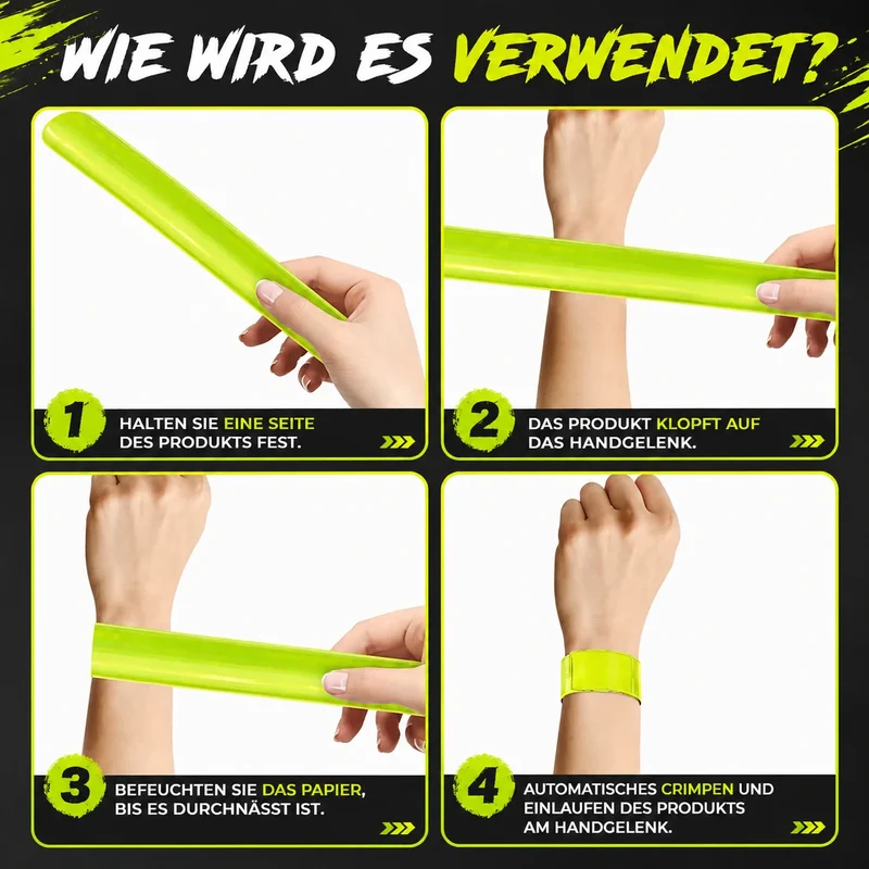 Reflektierendes Sicherheitsband Gelb 30 cm – Reflektorband für Joggen, Laufen & Radfahren – 1 oder 10 Stück