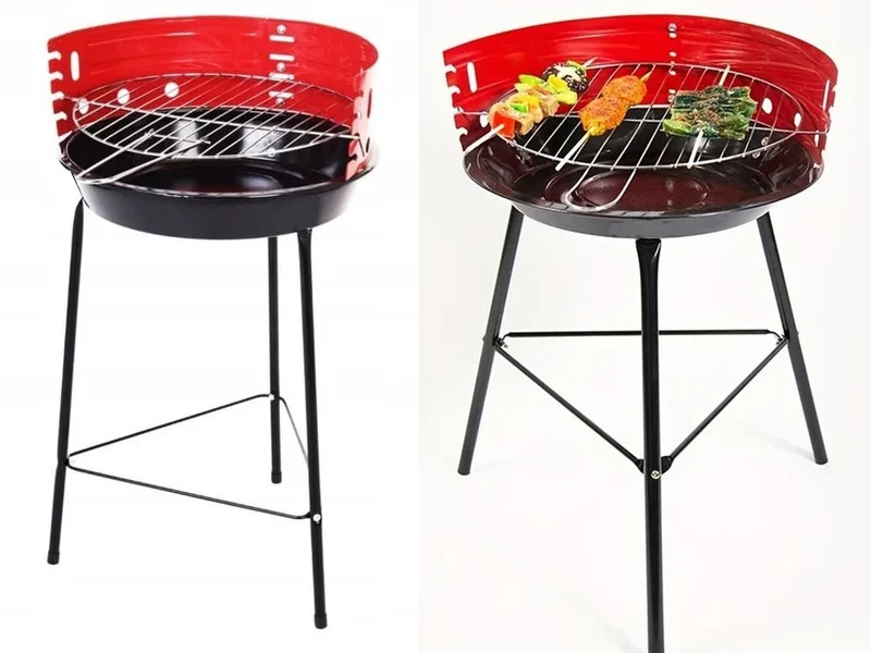 Holzkohlegrill Rund Campinggrill Tragbar Grill höhenverstellbar Ø32 cm