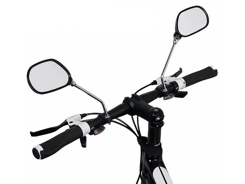 2 Fahrradspiegel mit Reflektor Lenkerspiegel 20-25 mm Verstellbar Schwarz