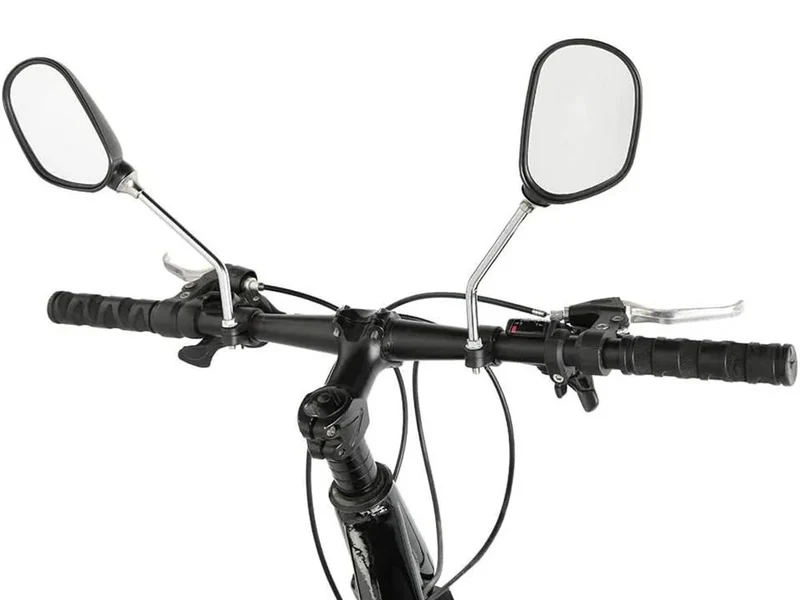 2 Fahrradspiegel mit Reflektor Lenkerspiegel 20-25 mm Verstellbar Schwarz