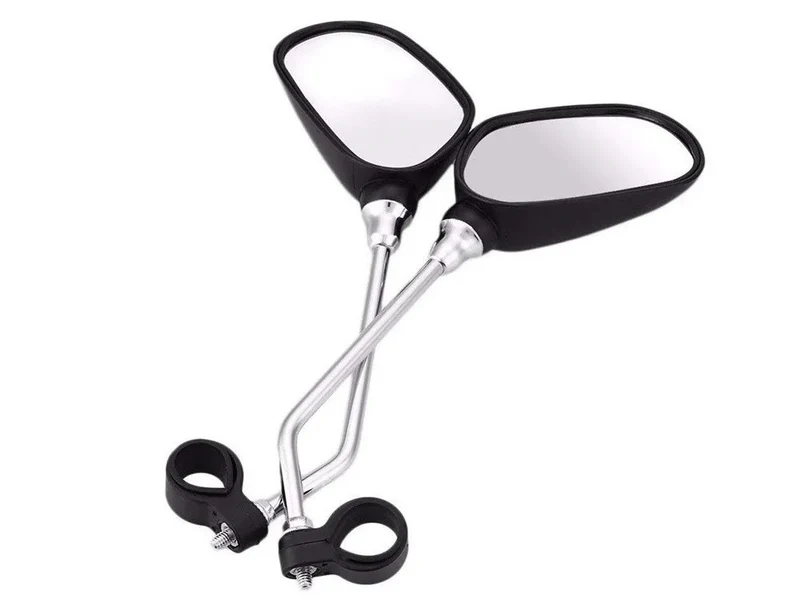 2 Fahrradspiegel mit Reflektor Lenkerspiegel 20-25 mm Verstellbar Schwarz