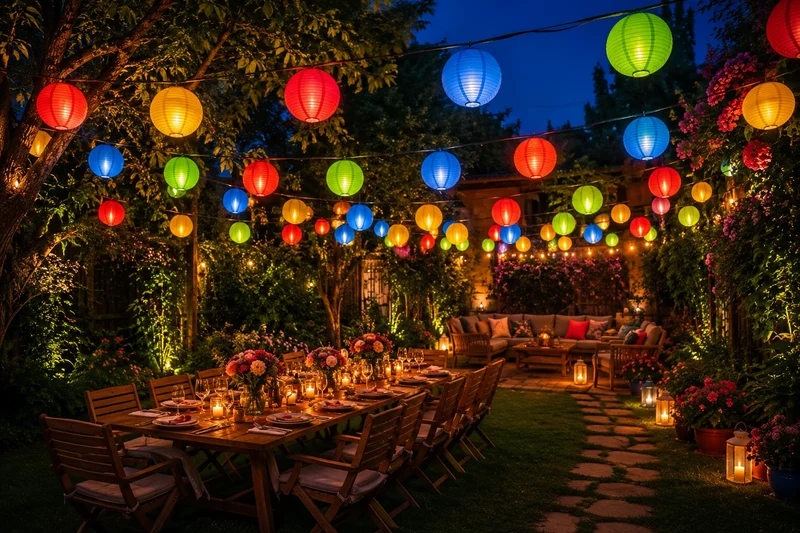 Solar Lichterkette 20 Lampions Garten Balkon Terrasse Außenbeleuchtung 330 cm