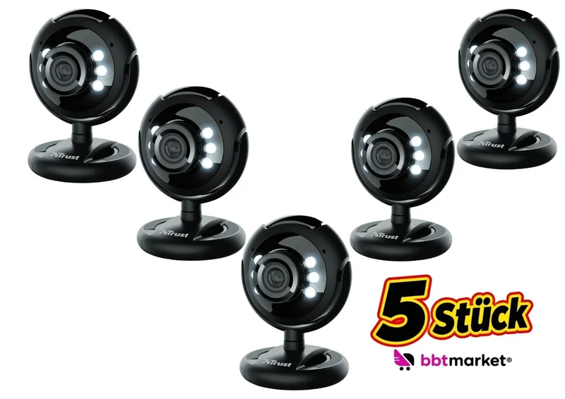 USB Webcam 1,3 Megapixel mit Mikrofon & LED Beleuchtung – PC Laptop Kamera für Videochat
