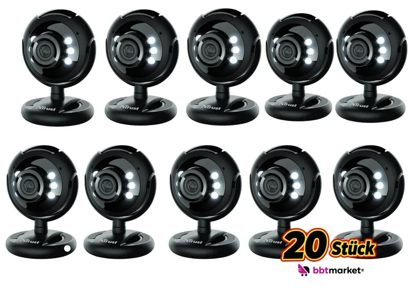 USB Webcam 1,3 Megapixel mit Mikrofon & LED Beleuchtung – PC Laptop Kamera für Videochat