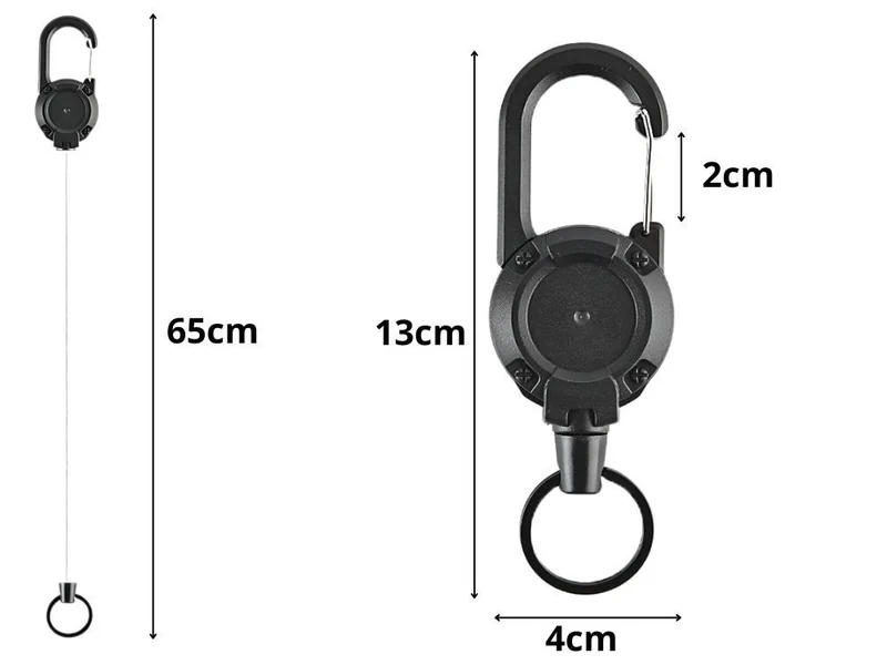 Schlüsselaufroller mit Stahlseil Karabiner Schlüsselhalter Ausweis Retraktor