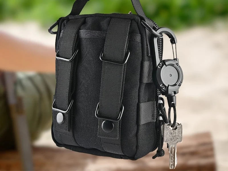 Schlüsselaufroller mit Stahlseil Karabiner Schlüsselhalter Ausweis Retraktor