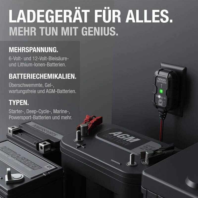 NOCO GENIUS1, 1A Intelligentes Batterieladegerät 6V/12V Ladegerät