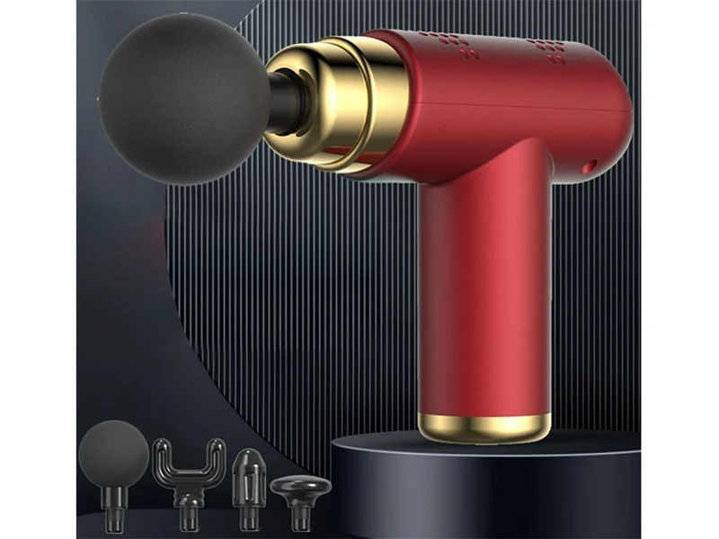Mini Massagepistole mit 4 Aufsätzen und 6 Intensitätsstufen – Tragbares Muskelmassagegerät mit USB-C