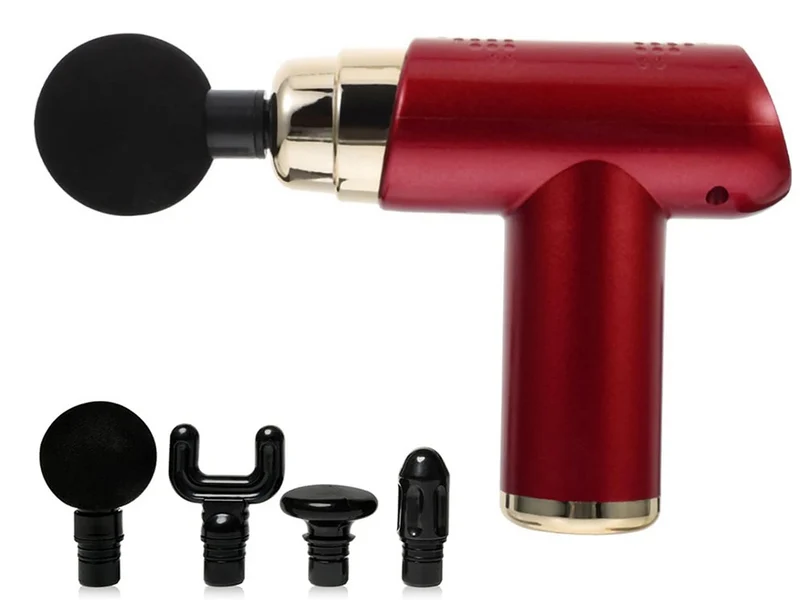 Mini Massagepistole mit 4 Aufsätzen und 6 Intensitätsstufen – Tragbares Muskelmassagegerät mit USB-C