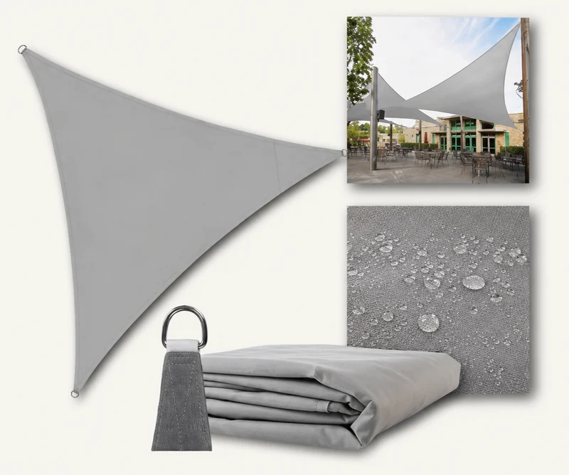 Sonnensegel 3x3x3m Dreieckig Sonnenschutz UV Schutz Garten Terrasse Grau