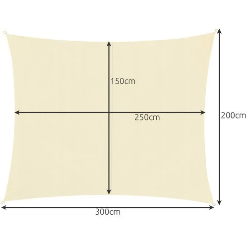 Sonnensegel 3x2m Rechteckig Sonnenschutz UV Schutz Terrasse Balkon Beige