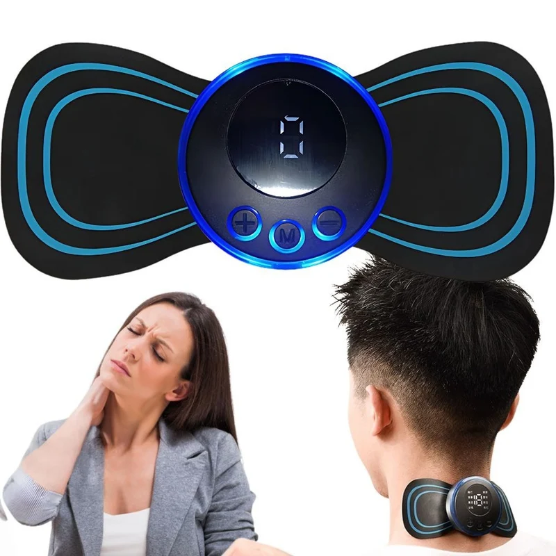 EMS Muskelstimulator Mini Massagegerät 19 Stufen Bauch Nacken Wiederaufladbar