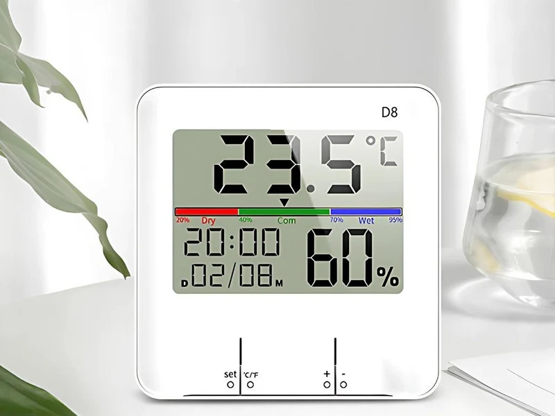 Digitales Thermometer Hygrometer Wetterstation LCD Uhr Kalender Innen