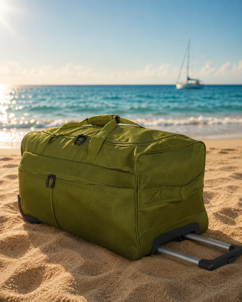 Reisetasche Trolley 70L XL Rollen Reisetrolley Gepäcktasche 65cm Grün