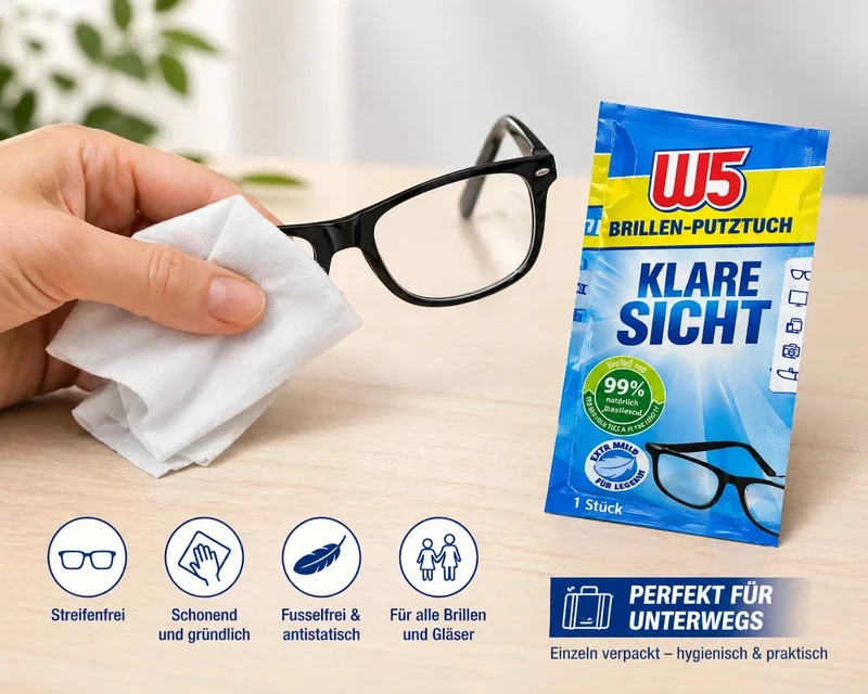 Brillenputztücher feucht 54 Stück einzeln verpackt Display Reinigung