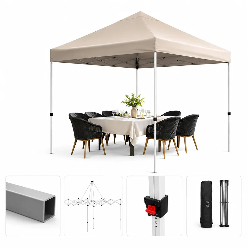 Faltpavillon 3x3m Wasserdicht Höhenverstellbar Partyzelt Camping Pavillon