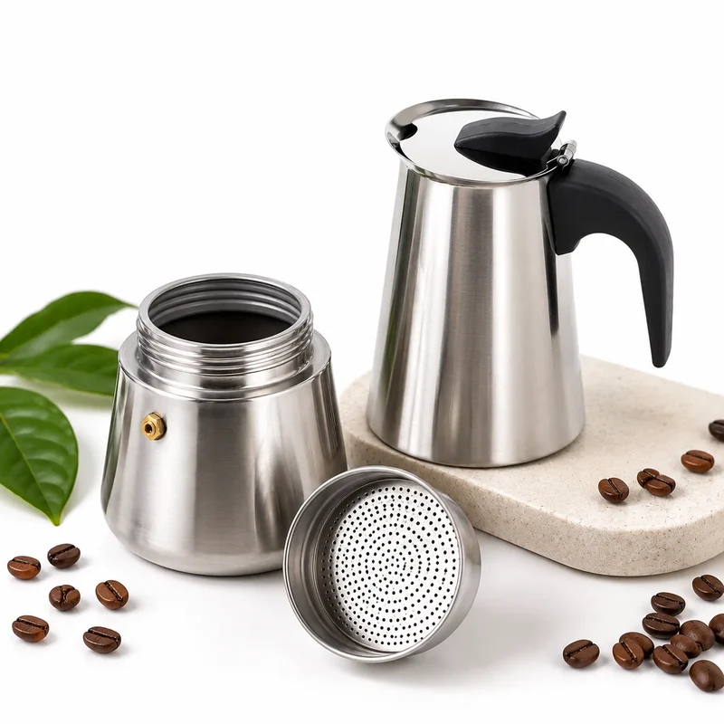 Espressokocher 300ml 6 Tassen Edelstahl Mokkakanne Kaffeekocher Induktion