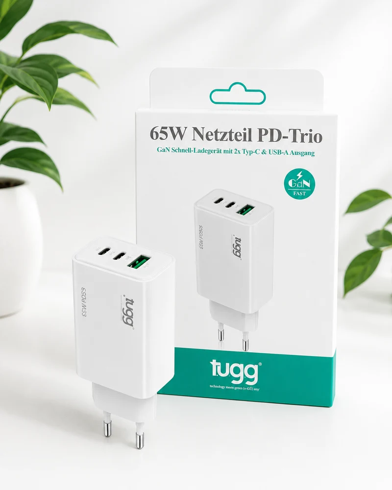 TUGG 65W USB C LadC Ladegerät Schnellladegerät PD Netzteil 2x USB-C USB-A Fast Charge