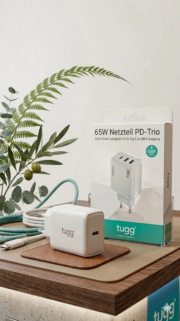 TUGG 65W USB C LadC Ladegerät Schnellladegerät PD Netzteil 2x USB-C USB-A Fast Charge
