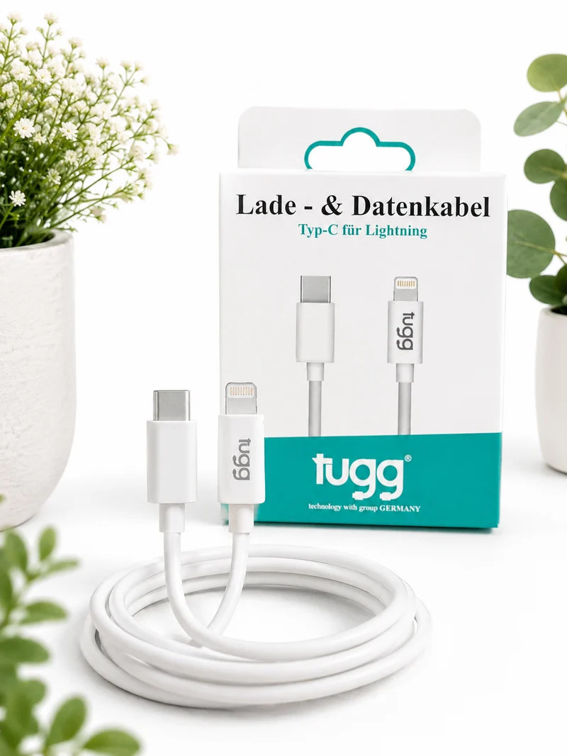 TUGG USB-C auf 8-Pin Kabel 1m Ladekabel Datenkabel 27W Weiß