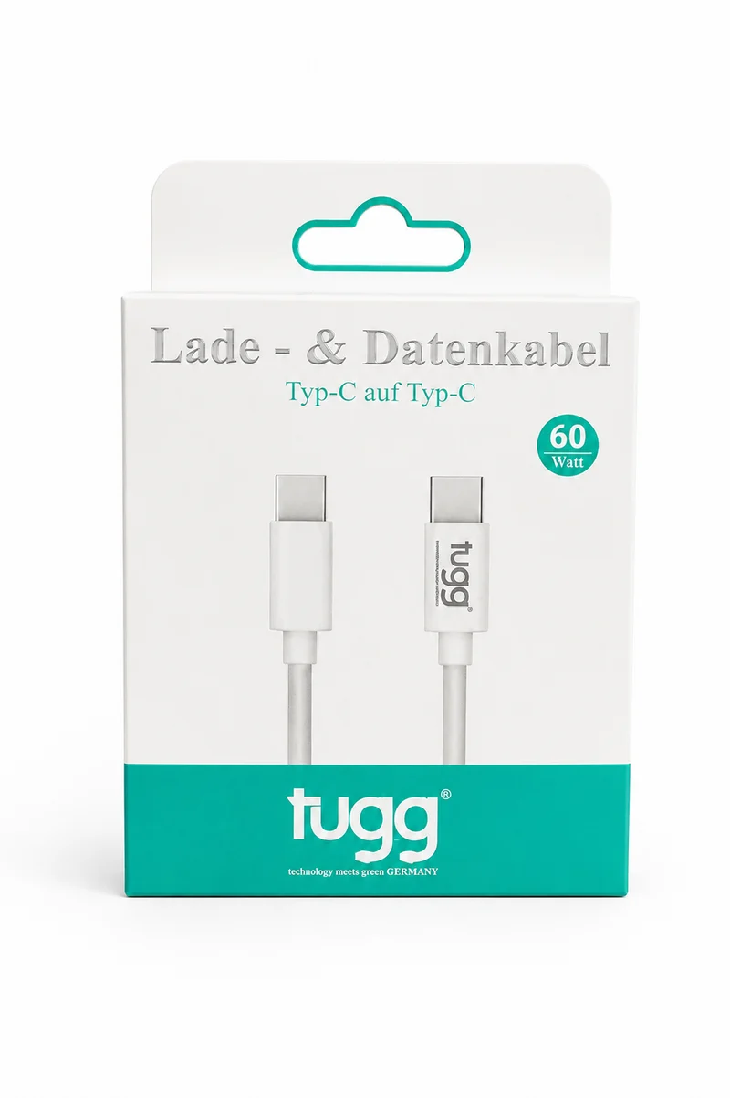 TUGG USB C Kabel 1m Typ C auf Typ C Ladekabel 60W Schnellladekabel 3A USB-C