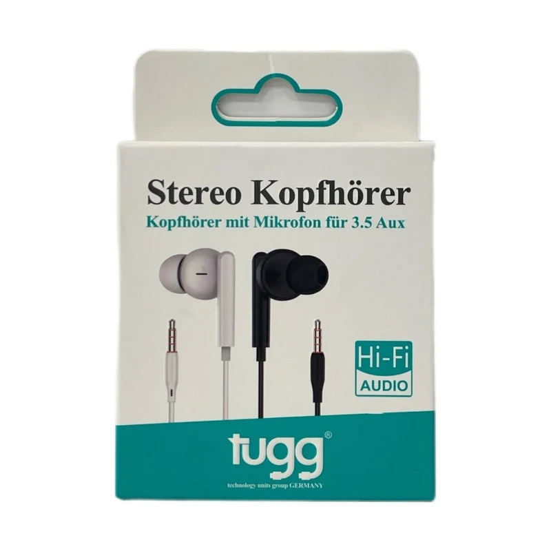 Stereo Kopfhörer 3,5mm Klinke mit Mikrofon In-Ear AUX Kabel 1,2m Schwarz