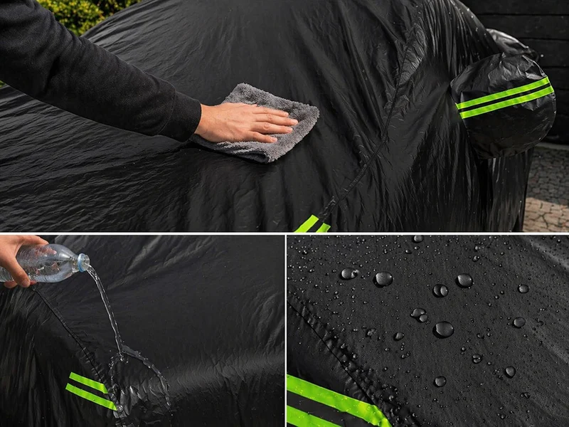 Autoabdeckung XXL wasserdicht – Ganzgarage mit Spiegeltaschen für Sommer & Winter, UV-, Regen- und Schneeschutz