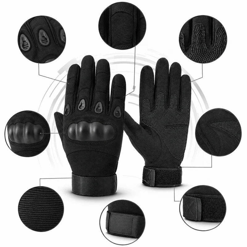 Taktische Handschuhe XL Militärhandschuhe Knöchelschutz Outdoor Schwarz