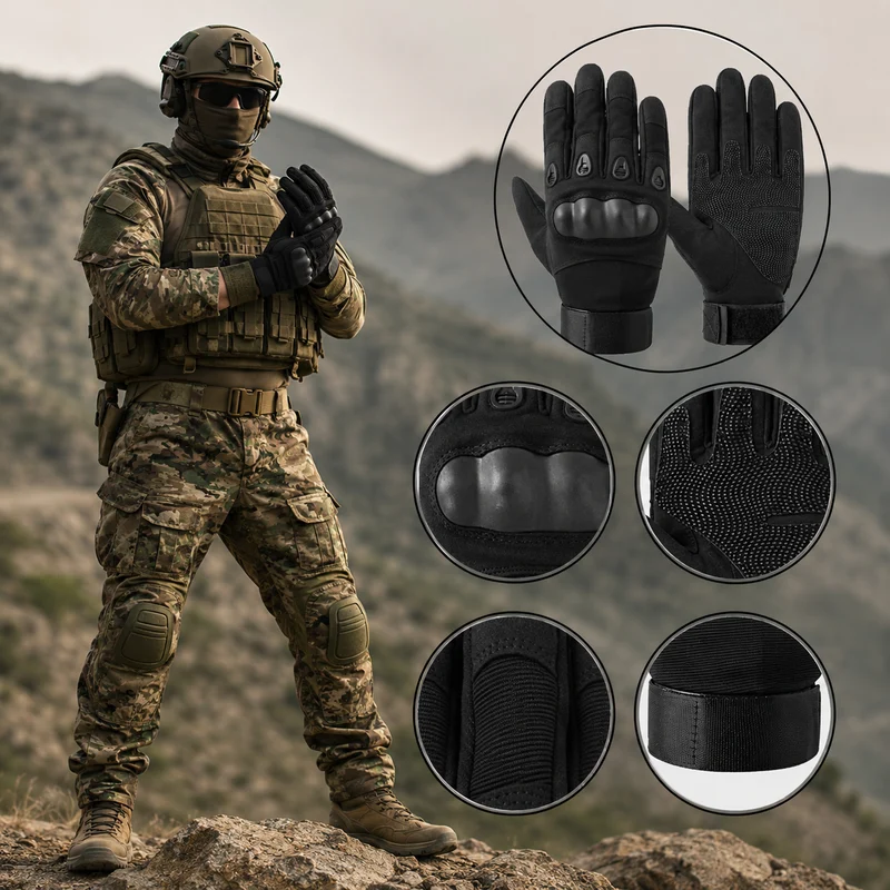 Taktische Handschuhe XL Militärhandschuhe Knöchelschutz Outdoor Schwarz
