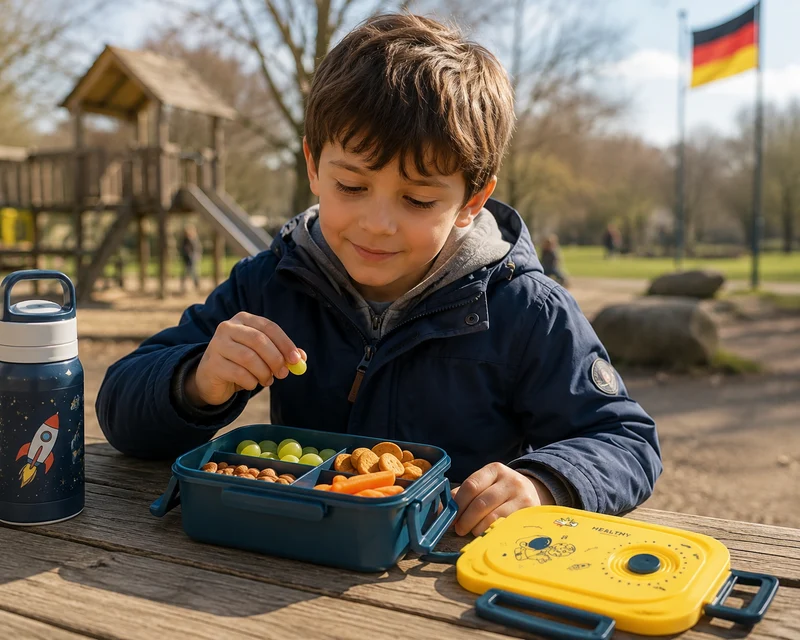Lunchbox Brotdose mit Fächern Besteck Bento Box Schule Arbeit Grün