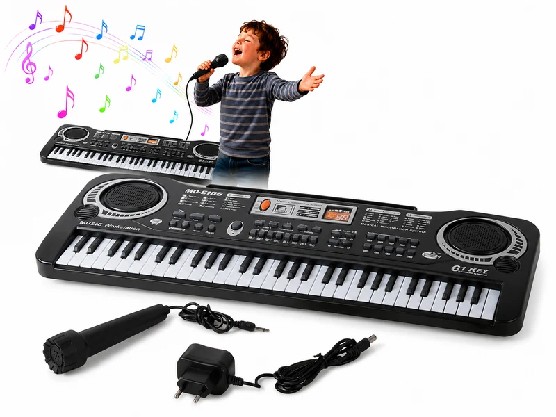Kinder Keyboard 61 Tasten Mikrofon Elektronisches Klavier Lernkeyboard