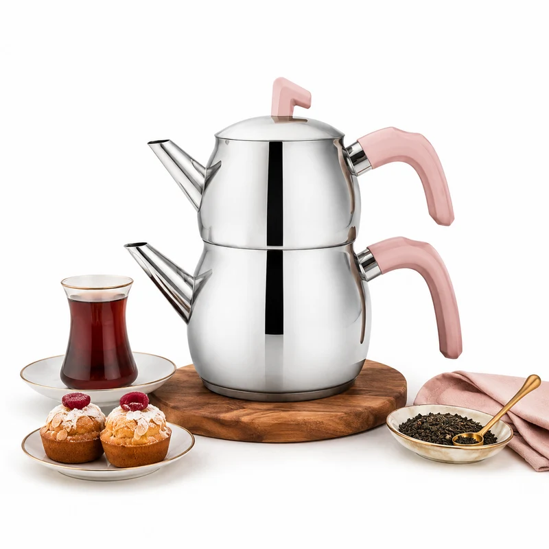 Karaca Belinay Midi Teekannen Set Edelstahl Rose Teekocher 1,6L