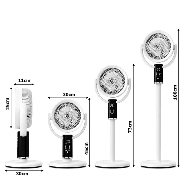 Kabelloser Standventilator mit Akku, USB-C & Fernbedienung – Leiser 3-in-1 Ventilator mit LED Display