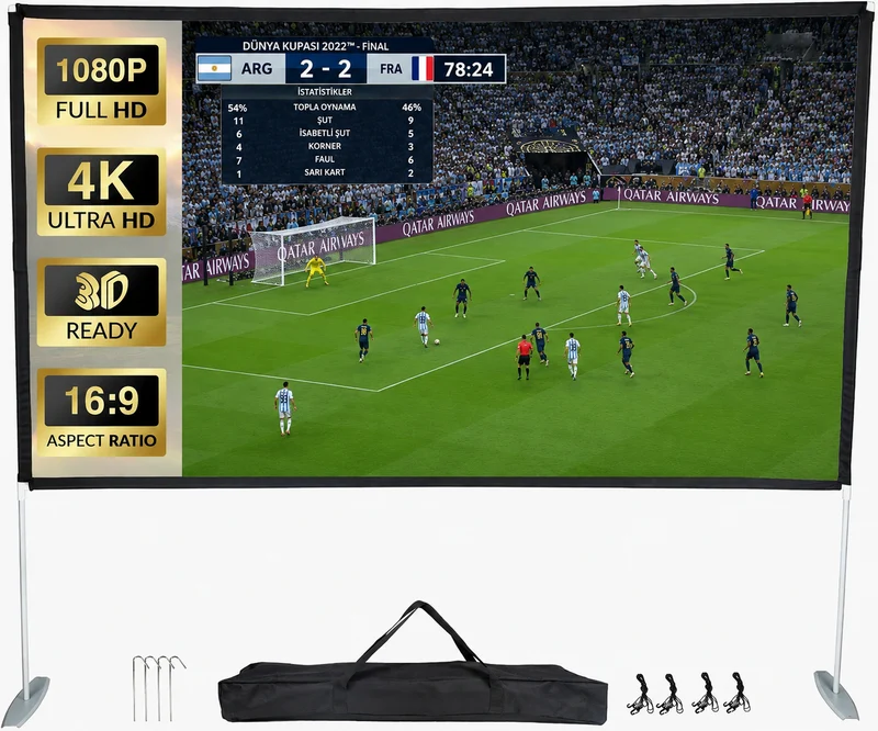 Beamer Leinwand 120 Zoll mit Ständer Tragetasche Projektor Leinwand Outdoor