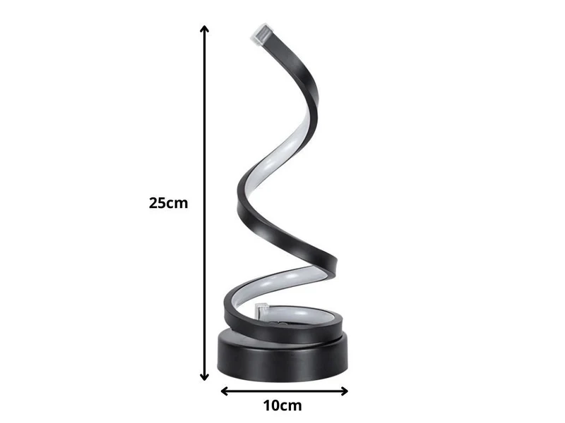 LED Spiral Tischlampe Dimmbar mit 3 Lichtfarben – USB Nachttischlampe für Schlafzimmer, Schreibtisch und Wohnzimmer