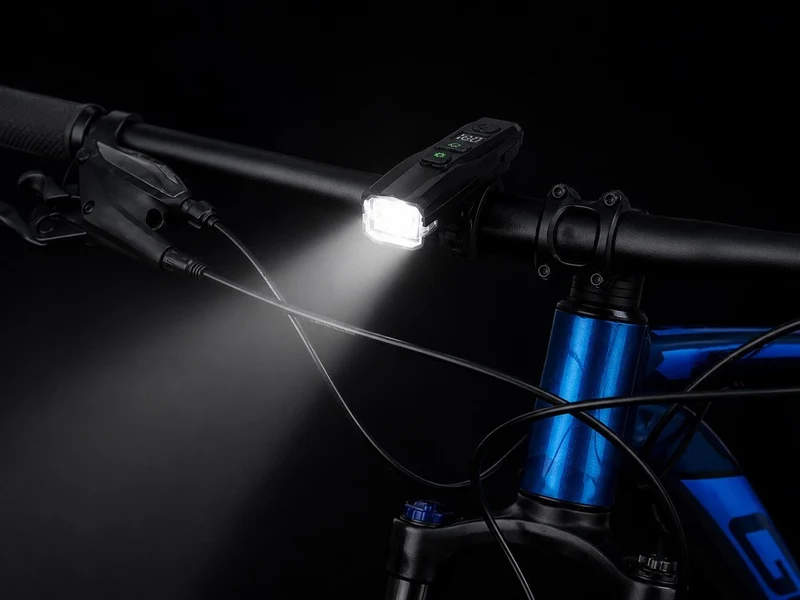LED Fahrradlampe USB-C Akku Frontlicht mit Lichtsensor – 5 Lichtmodi, Akkustandsanzeige und Fahrradbeleuchtung für Alltag & Nachtfahrten