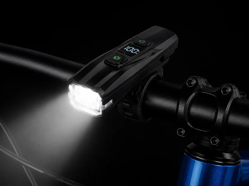 LED Fahrradlampe USB-C Akku Frontlicht mit Lichtsensor – 5 Lichtmodi, Akkustandsanzeige und Fahrradbeleuchtung für Alltag & Nachtfahrten