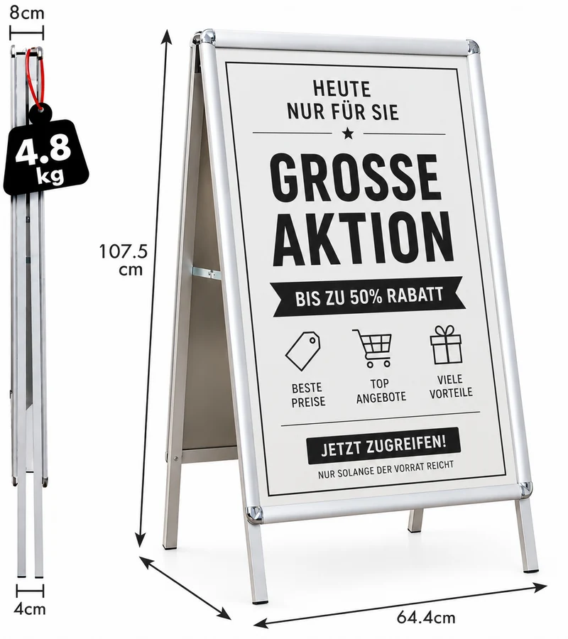 Kundenstopper DIN A1 doppelseitig Alu Werbeständer Posterständer
