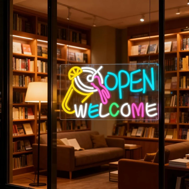 Open Welcome Neon Schild LED Bubble Tea Café Bar Leuchtreklame