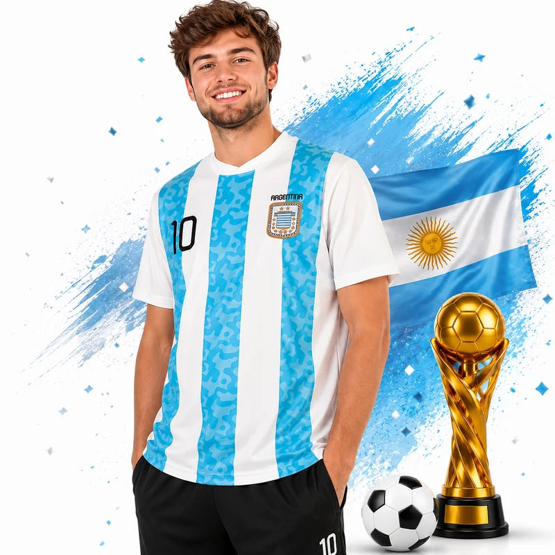 Argentinien Fan T Shirt Kinder Erwachsene WM EM Fußball Trikot
